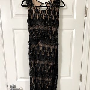 Rachael & Chloe Black Croquet Evening Gown